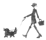 高槻の街を犬とお散歩する女性